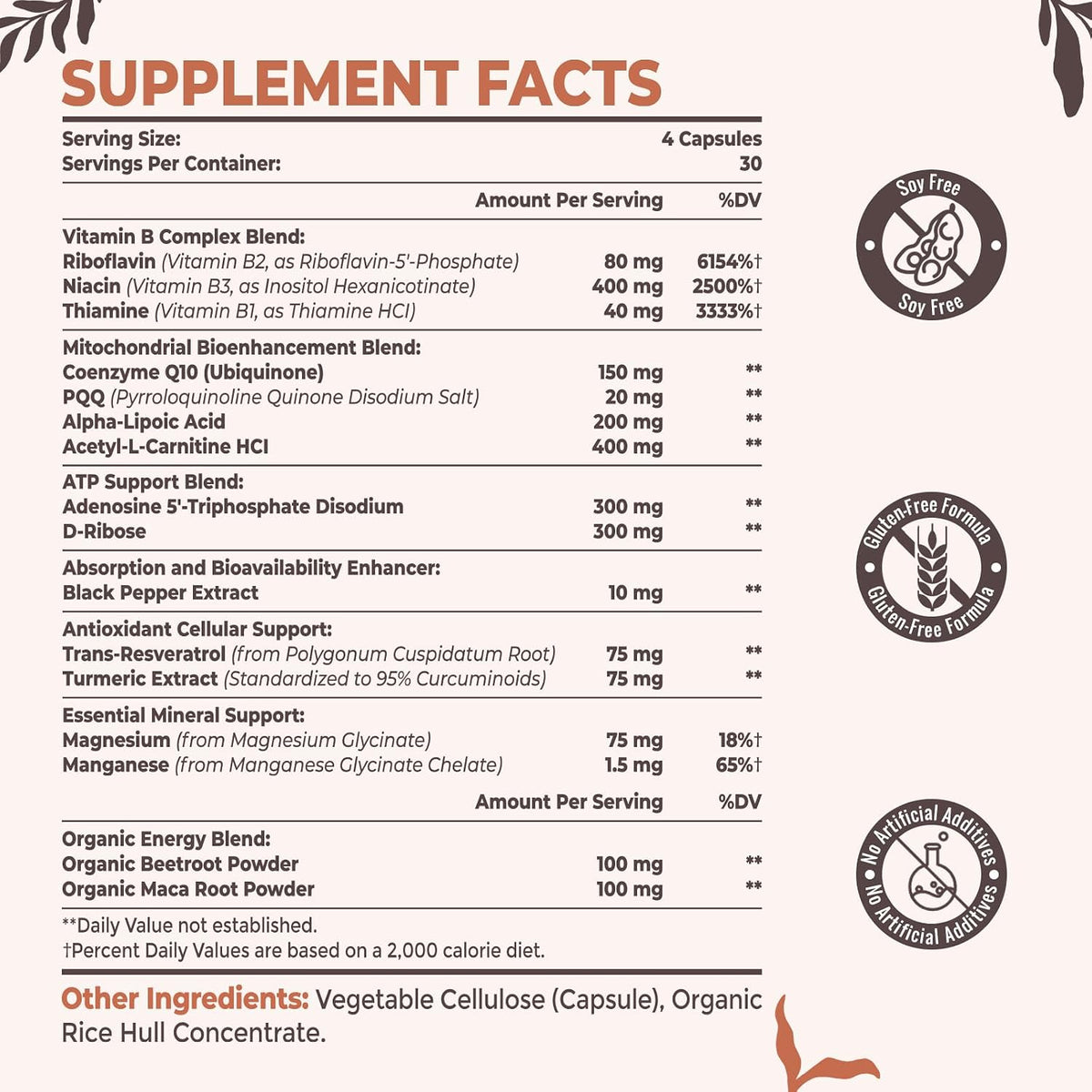 Unlock Your Energy Potential: 2326 MG Mitochondrial Supplements with ATP, CoQ10, PQQ & More - Boost Endurance, Strength, Recovery & Muscle - 120 Organic Capsules