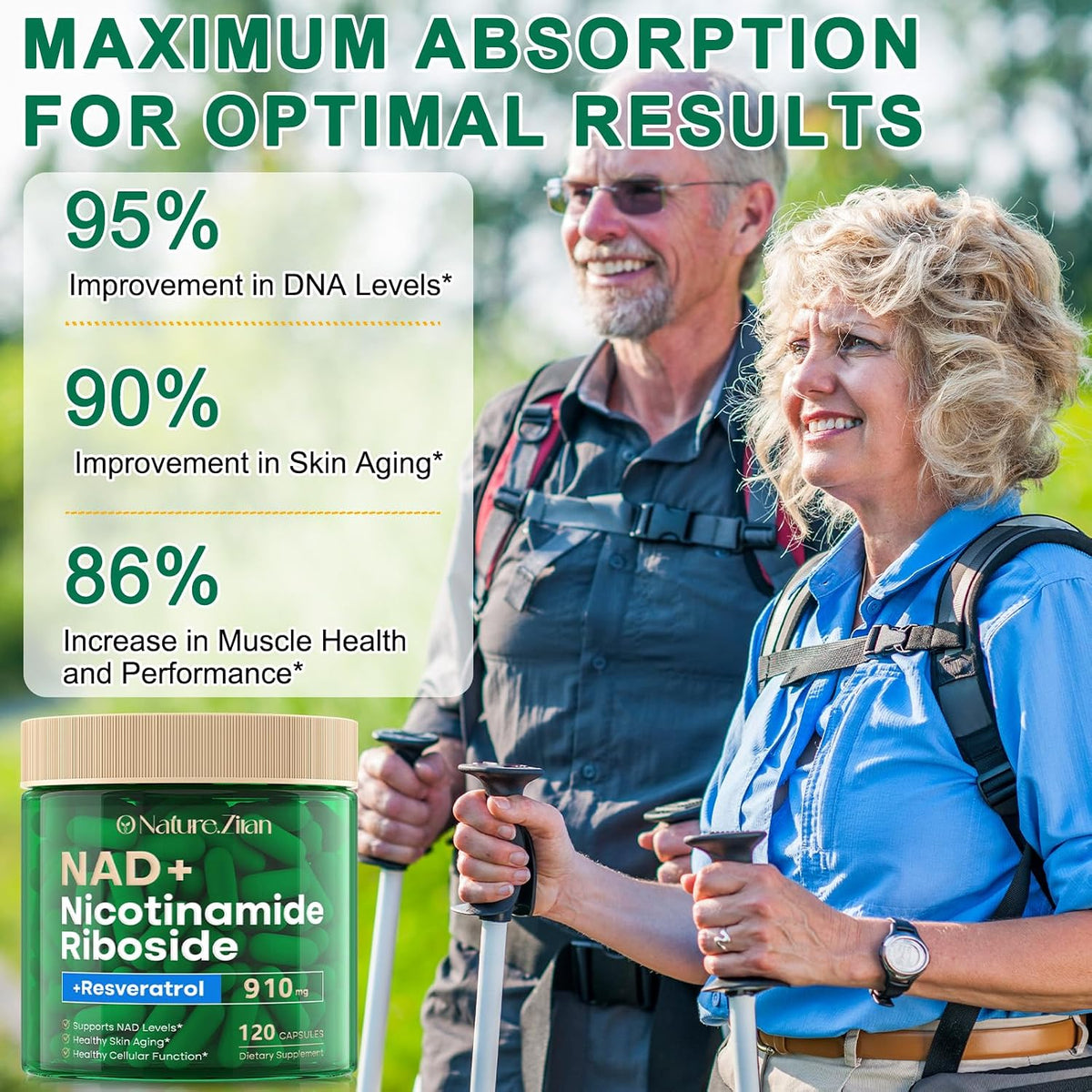 Revitalize Your Vitality with NAD+ Resveratrol 910Mg Supplement - 120 Capsules for Enhanced Energy and Radiant Skin