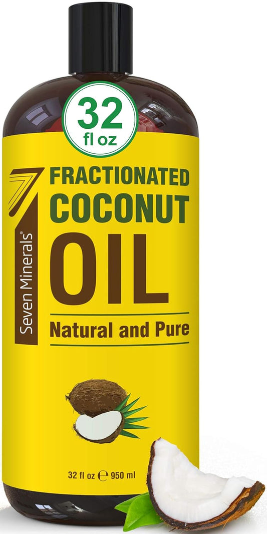 Pure Fractionated Coconut Oil - Big 32 Fl Oz Bottle - Non-Gmo, 100% Natural, Lightweight Massage Oil for Massage Therapy on Skin, Hair, More - Perfect Carrier Oil for Essential Oils